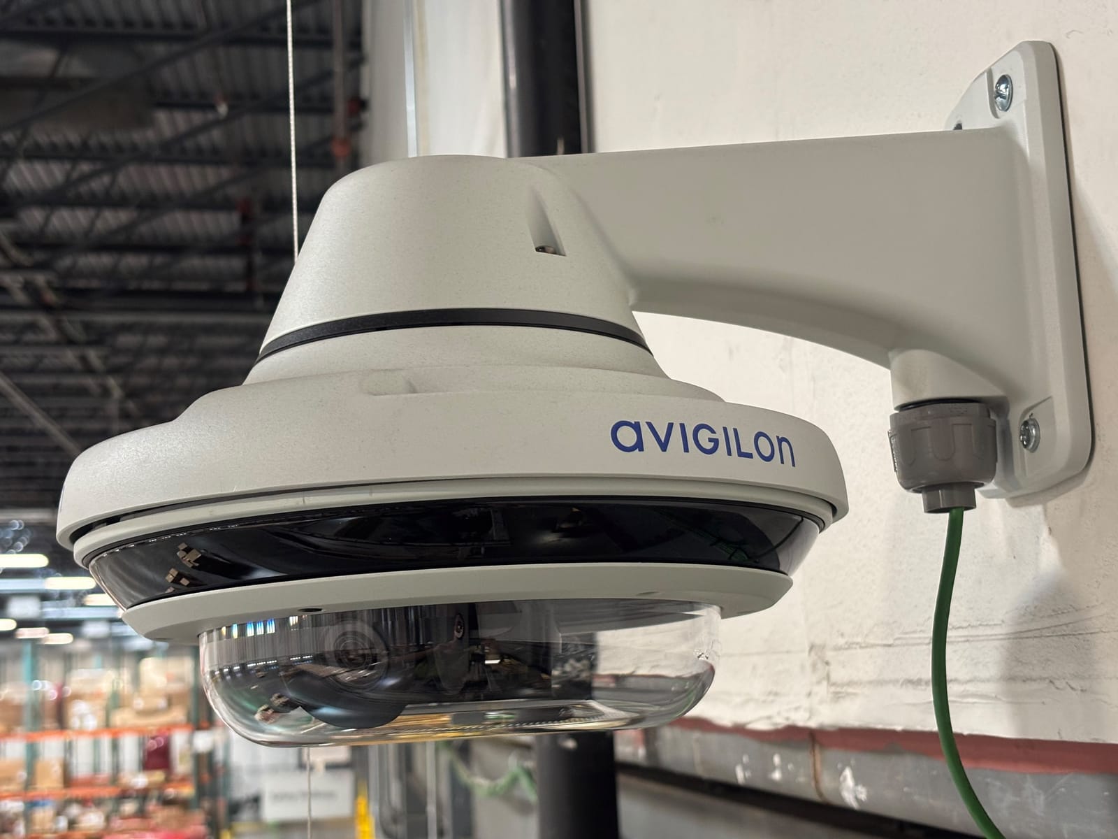 Avigilon pendant camera installed in a warehouse