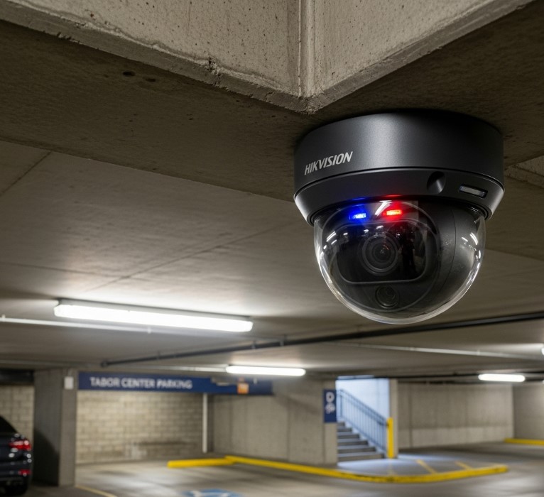 Tabor Center parking garage AcuSense camera installation