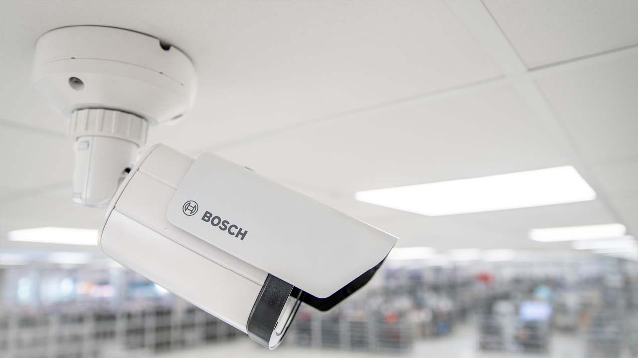Bosch security camera installed in a warehouse